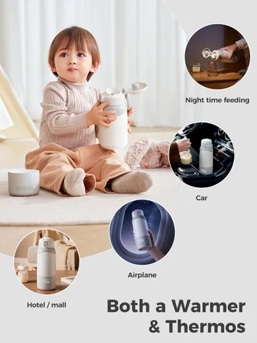 Vista 3 de BOLOLO Calentador de leche portátil Pro para viajes, diseño desmontable para fácil limpieza, calentador de botellas portátil con calentamiento