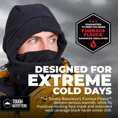 Vista 2 de Tough Headwear Pasamontañas de forro polar - Cubierta facial resistente al viento - Máscara de esquí para equipo de clima frío - Accesorios de Negro