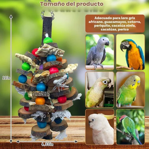 Vista 2 de Juguetes naturales de madera para pájaros de madera para loros pequeños