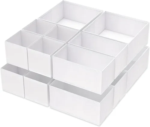 Vista 14 de Criusia Organizador de cajones de ropa, paquete de 8 organizadores de cajones para ropa interior, caja de almacenamiento de tela plegable