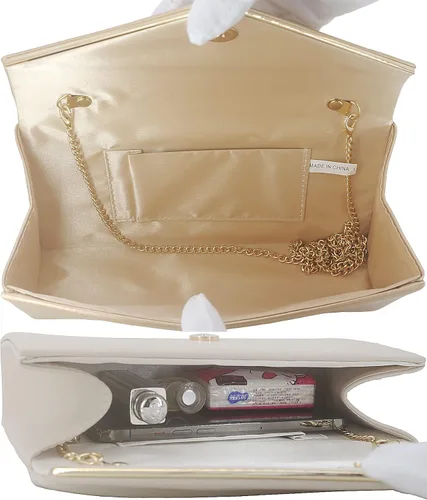 Vista 6 de Bolso de mano de cuero vegano con sobre clásico elegante bolso de noche plegable