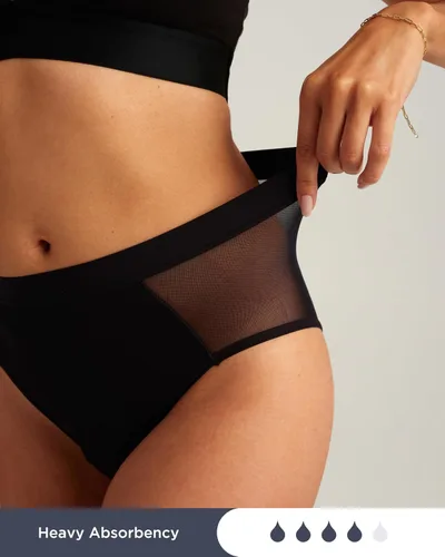 Vista 3 de saalt Ropa interior de corte francés de cintura alta para mujer, reutilizable, cómoda, absorbente, a prueba de fugas, delgada, para flujo menstrual