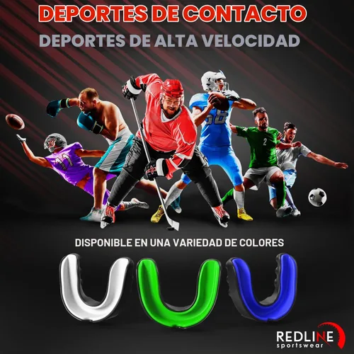 Vista 6 de Protector bucal Redline Sportswear con estuche ventilado - Protección para todos los deportes de contacto, Azul Azul & negro