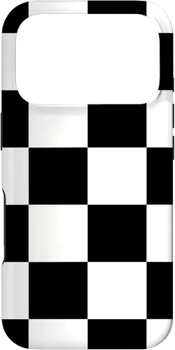 Vista 30 de Black and White Classic Checkered Big Checkerboard Pattern Case for iPhone 16