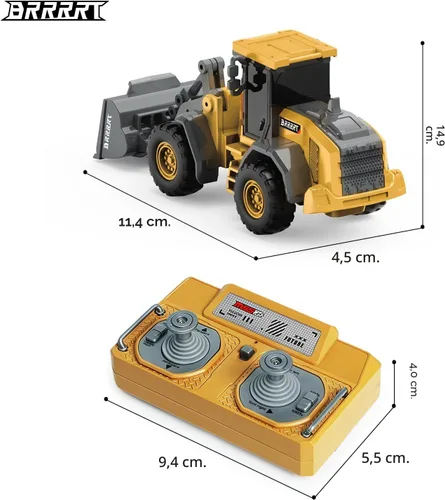 Vista 2 de BRRRRT 1/64 RC Bulldozer juguete, vehículos de construcción RC de proporción completa soporta empuje, levantamiento, movimiento, aleación de carga