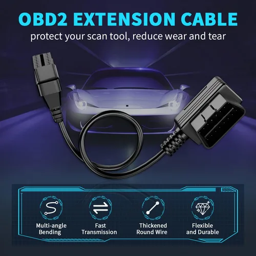 Vista 9 de Foxwell NT726 OBD2 escáner y OBDII 16 Pin extensión de diagnóstico Convertir cable, todo el sistema lector de código herramienta de diagnóstico
