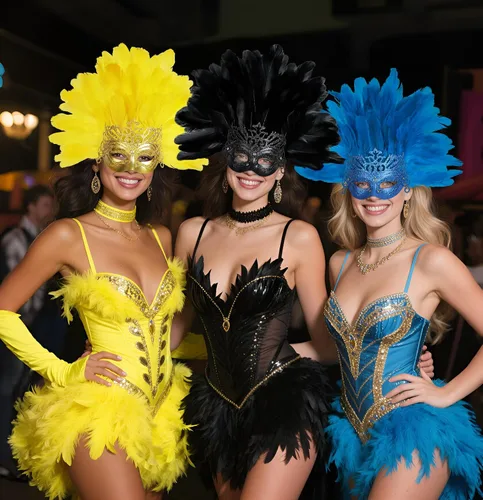 Vista 3 de Tocado de plumas para mujer, máscara de carnaval, tocado de plumas para carnaval, accesorios de fiesta de Mardi Gras