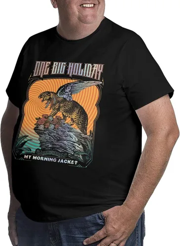 Vista 2 de SUNSHARD Camisetas de manga corta grandes y altas para hombre, cuello redondo, algodón suave, tallas grandes, casuales para hombres
