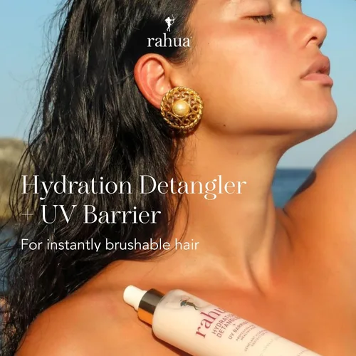 Vista 4 de Rahua Desenredante de hidratación + barrera UV, espray sin enjuague para todo tipo de cabello, protector térmico vegano y niebla antiencrespamiento