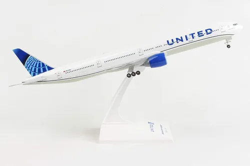 Vista 7 de Daron SkyMarks United 777-300ER 1/200 c/engranaje SKR1054 2019 Librea Azul, Blanco