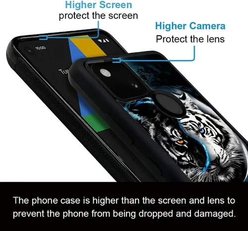 Vista 363 de Compatible con Google Pixel 4A 5G Mobile Case Creative Acrylic Panel trasero Silicona Protección Grip especialmente diseñado para Google Pixel 4A 5G