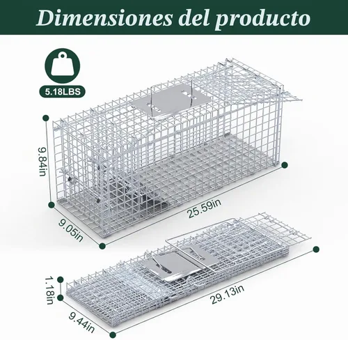 Vista 5 de Trampa para animales vivos de 25 pulgadas, jaula resistente para gatos