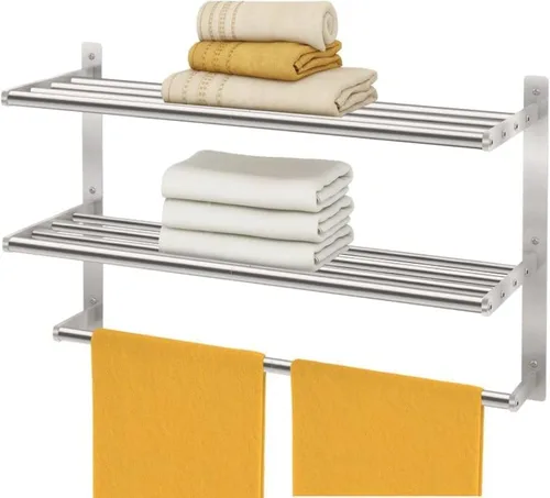 Vista 7 de BETHOM Toallero para baño montado en la pared, toallero de 3 niveles estilo hotel con toalleros, toalleros de níquel cepillado para baño lavabo, 16