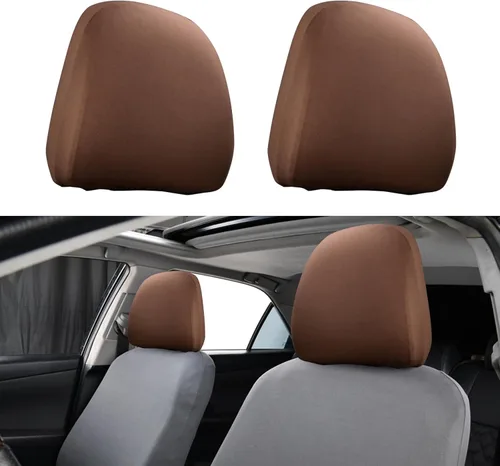 Vista 7 de gunhunt Paquete de 2 fundas para reposacabezas de automóvil, fundas universales antisucias, protector suave para reposacabezas de automóvil Negro