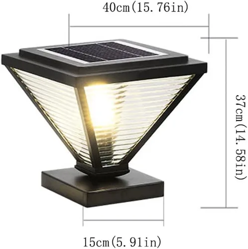 Vista 2 de Luces de poste al aire libre, luz solar de cabeza de poste moderna de acero inoxidable IP55, lámpara de pilar impermeable al aire libre, villa