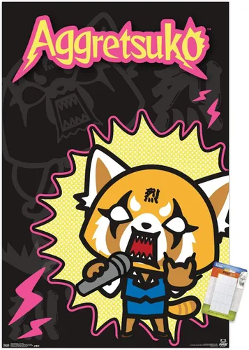 Vista 17 de Trends International Aggretsuko Rock Out - Póster de pared, 22.4 pulgadas de largo x 14.7 pulgadas, versión enmarcada en madera de granero
