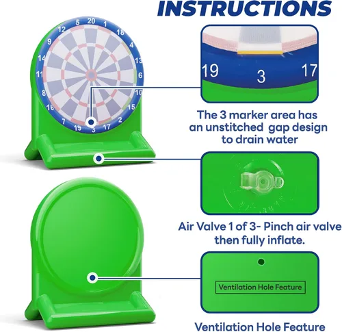 Vista 7 de iPlay, iLearn Divertidos juguetes de piscina para niños, juegos inflables de tablero de dardos, flotadores de piscina, patio de playa, juego al aire