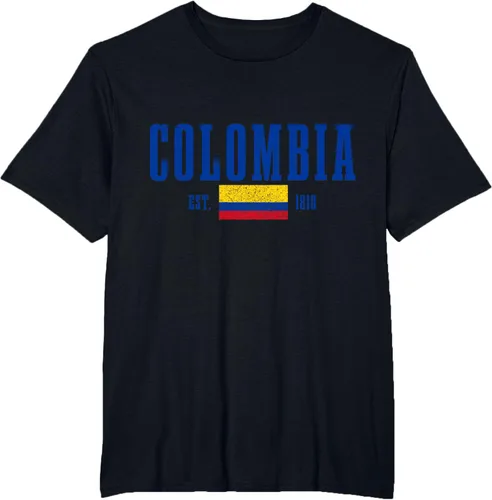 Vista 34 de Colombia Est. 1810 - Camiseta de Colombia Vintage, Negro, S