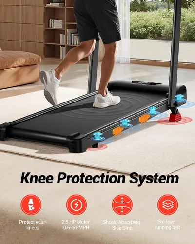 Vista 5 de 3-in-1 Walking Pad with 15% Incline, Portable Under Desk Treadmill, Foldable Treadmills for Home and Office, 2.5 HP Quiet Walking Pad Treadmill with