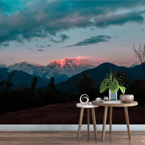 Vista 25 de Murales de pared 3D de estrellas de montañas, cielo nocturno, arte mural para despegar y pegar, calcomanías de pared extraíbles para sala de estar