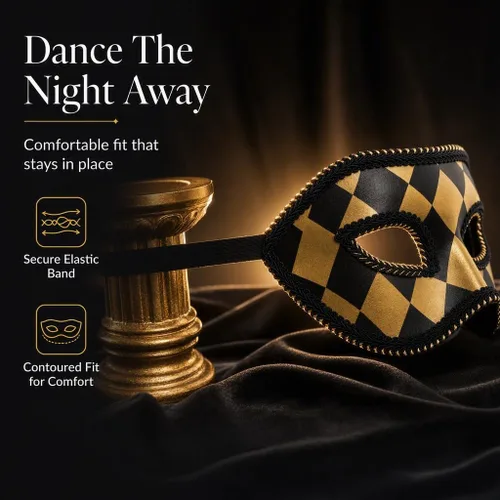 Vista 4 de Crown Display Masquerade Mask, Costume Half Face Masks for Women & Men