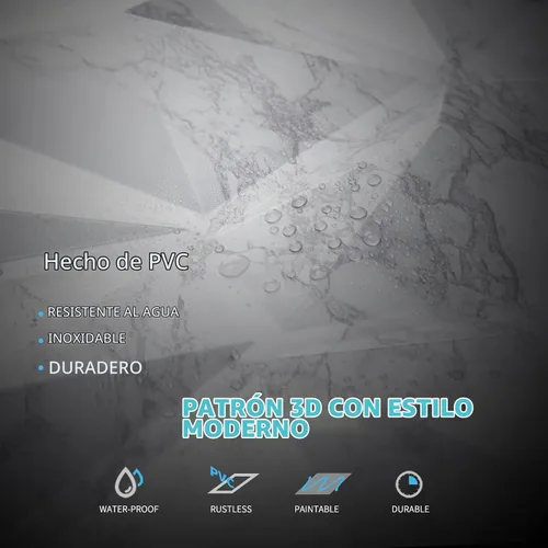 Vista 6 de Art3d Textures - Paneles de pared 3D con diseño de diamante de mármol blanco brillante para decoración de pared interior, paquete de 12 azulejos