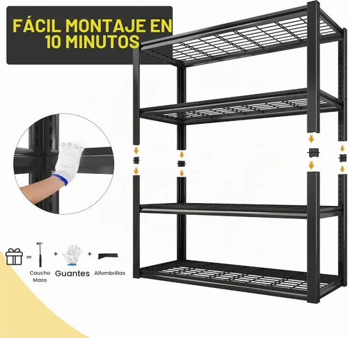 Vista 8 de REIBII 40" W Storage Shelves with Wire Mesh Panels for Garage Organization Negro