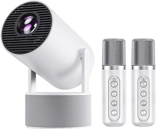 Vista 11 de Mini proyector, proyector portátil con WiFi y Bluetooth, proyector inteligente para exteriores con cable HDMI, 300 ANSI, corrección trapezoidal