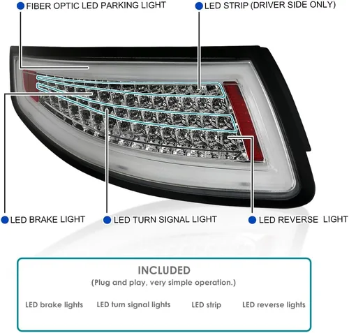 Vista 4 de Spec-D Tuning Luces traseras LED cromadas compatibles con Porsche 911 997 Carrera/Carrera 4 / Carrera S/Carrera 4S / Targa 4 / Targa 4 / Targa 4S