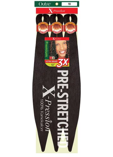 Vista 6 de Outre X-Pression Braid - Trenza preestirada 52" 3X, Negro jet 1