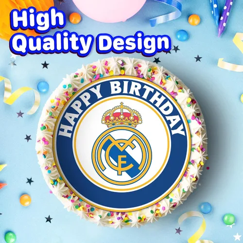 Vista 2 de 7.5 Madrid Elite - Decoración redonda comestible para tartas de cumpleaños, pastel de cumpleaños