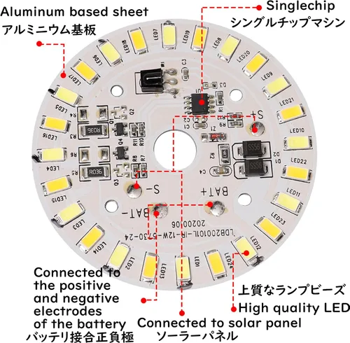 Vista 5 de Kit de repuesto de panel de luz LED de anillo LED de 3 W de 2.68 pulgadas para ventilador de techo de energía solar, bombilla LED de motor de tubo