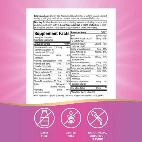Vista 5 de Nature's Way Multivitamínico prenatal, con folato para un cerebro saludable y desarrollo espinal*, vitamina C tamponada, vitaminas B, 180 cápsulas