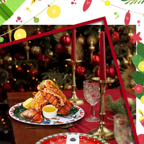 Vista 6 de Sliner 120 platos de papel de Navidad desechables, 9 pulgadas