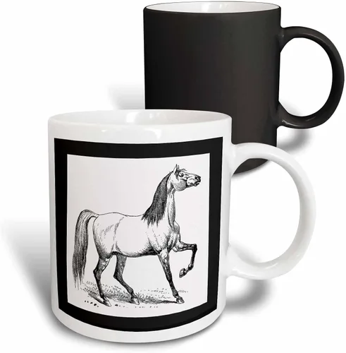 Vista 8 de 3dRose Vintage Horse Sketch - Taza negra de dos tonos (11 oz)