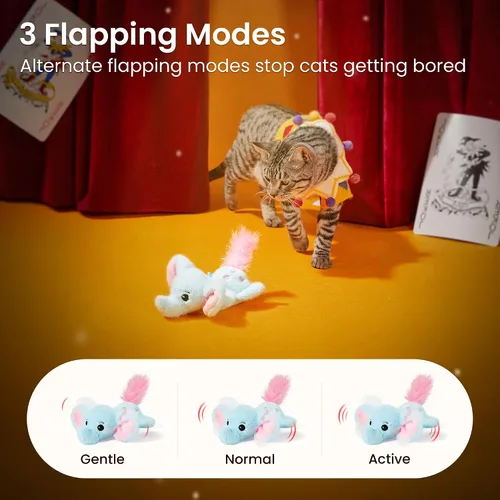 Vista 3 de Potaroma Juguetes para gatos, elefante, interactivo, realista, relleno con hierba gatera y papel arrugado, diseño colgante para gatos aburridos