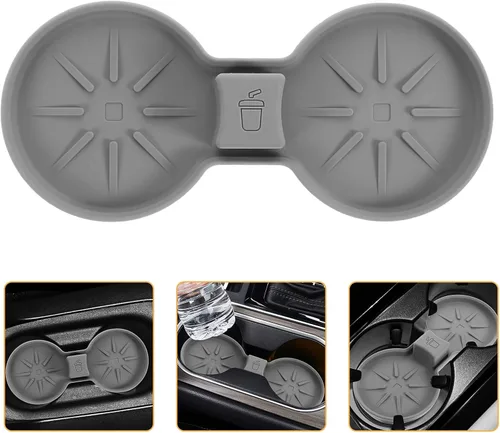 Vista 8 de Cabilock Car Cup Holder Insert Mat Gray Silicone Anti-Slip Central Console Coaster Automotive Cup Holder Pad for Spill Prevention Easy Installation