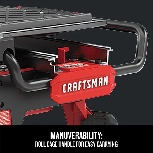 Vista 6 de CRAFTSMAN Cortador de azulejos V20, sierra para azulejos húmedos, carrito deslizante compacto, 7 pulgadas, inalámbrico, batería y cargador