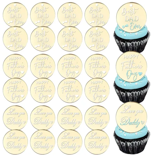 Vista 11 de 24 adornos para cupcakes con purpurina para el Día del Padre, con purpurina, corazón, amor, padre, mejor papá, decoración de cupcakes para feliz día