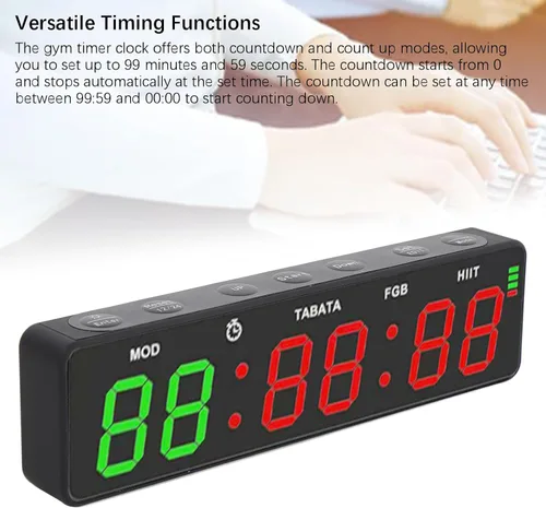 Vista 6 de LICAEVEY Reloj temporizador de gimnasio, temporizador de intervalos magnético recargable con cronómetro, entrenamiento portátil para gimnasio