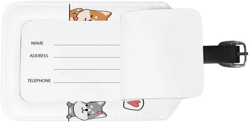 Vista 3 de Etiqueta de equipaje de viaje etiqueta de equipaje mochila maleta identificador de viaje inteligente de cuero perro sonrisa viaje negocios niñas