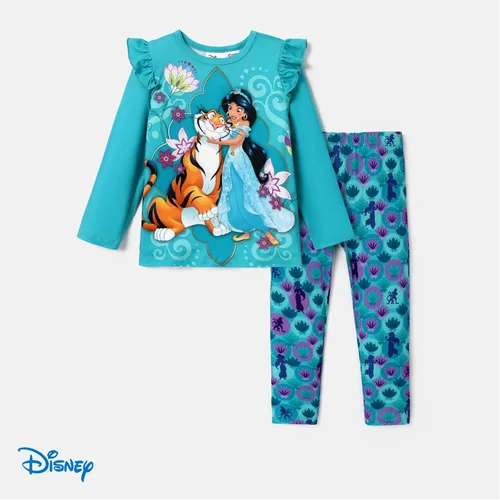 Vista 7 de Disney Conjunto de 2 piezas de sudadera y leggings con mangas con volantes para niñas pequeñas de princesa