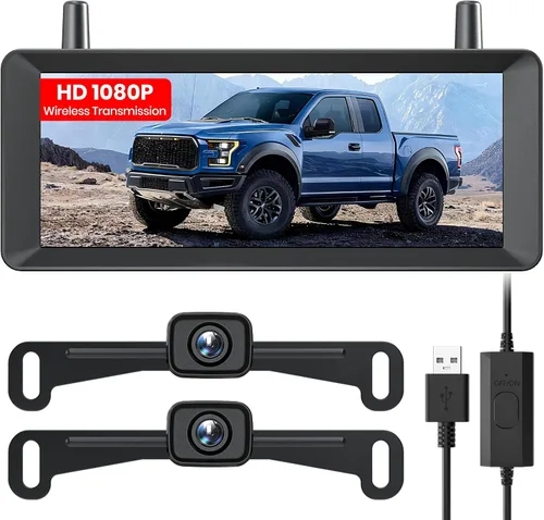 Vista 9 de AUTO-VOX CS-2 Cámara de respaldo inalámbrica con monitor de auto de 4.3", Sistema de cámara de respaldo de señal digital estable de fácil