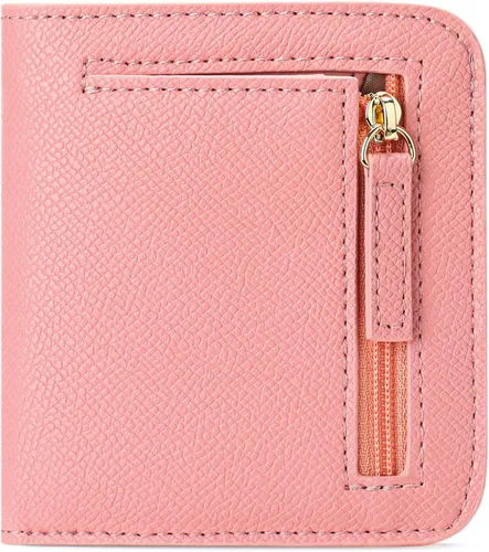 Vista 10 de Billetera pequeña para mujeres bifold portador de tarjetas de crédito con bloqueo RFID con bolsillo con cremallera, A01 verde , Compacto