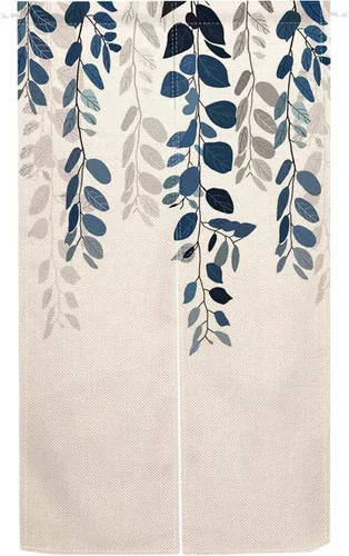 Vista 24 de Cortina de Puerta de Pintura Tradicional China, Bambú Azul, Noren Japonés Partición de Dormitorio Divisor de Cocina Decoración de Puerta de Baño