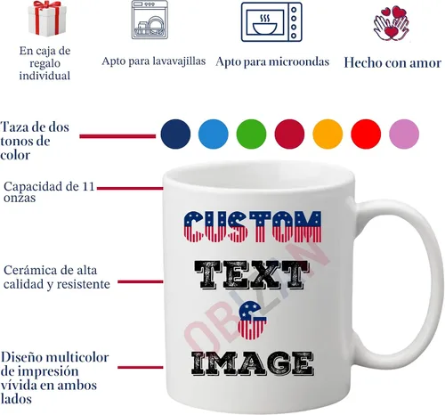 Vista 4 de Taza de café personalizada con foto, texto o logotipo, taza de cerámica personalizada de 11 onzas, regalo personalizable para hombres, mujeres