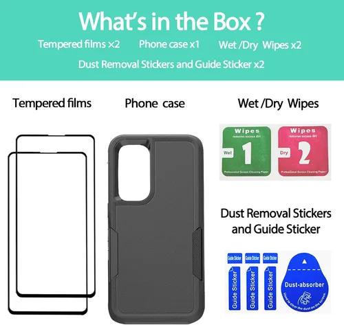 Vista 194 de Jeylly Compatible con Samsung Galaxy A22 5G Funda, Funda Samsung A22 5G con 2pcs protectores de pantalla de vidrio templado