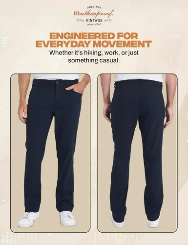 Vista 7 de Weatherproof Vintage Pantalones casuales de senderismo para hombre, pantalones de trabajo ligeros y elásticos para hombre con bolsillo de carga
