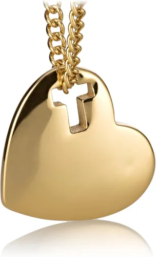 Vista 3 de Shields of Strength Collar de corazón con corte cruzado para mujer, 1 Corintios 138, Acero inoxidable