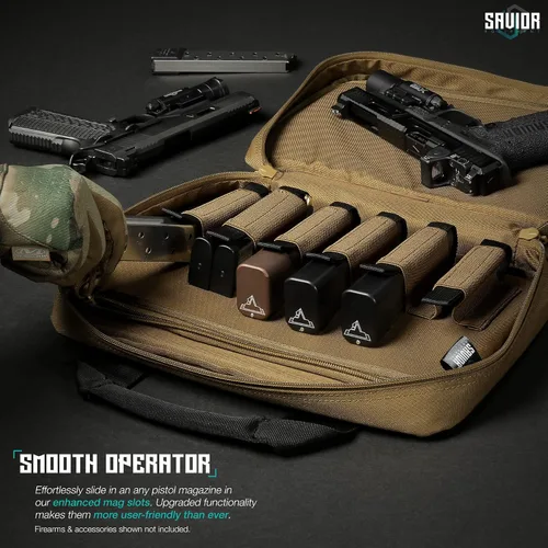 Vista 4 de Savior Equipment Specialist Series Tactical Double Scoped Handgun Firearm Case Pistol Bag For Outdoor Hunting Shooting Range, Lockable Compartment